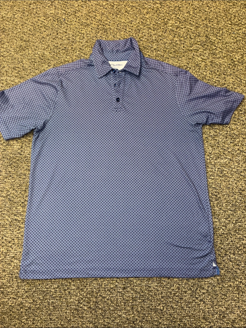 Johnston & Murphy Blue Geometric Short-Sleeve Polo